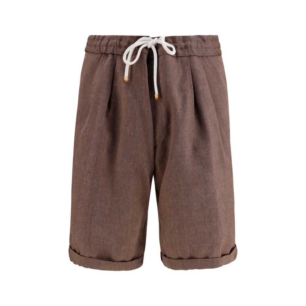 Brown Linen Bermuda Shorts