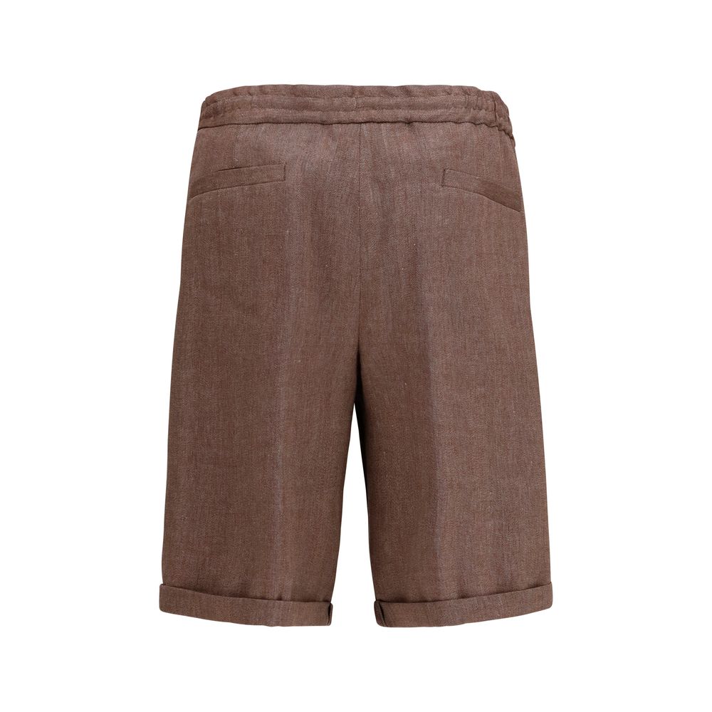 Brown Linen Bermuda Shorts