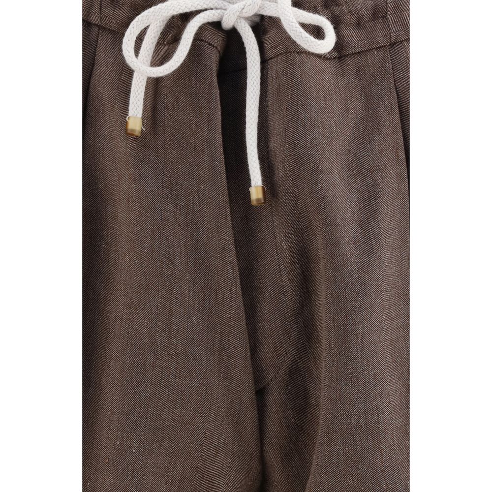 Brown Linen Bermuda Shorts