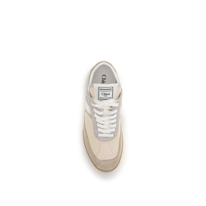 Beige Calf Leather Bos Taurus Athletic Sneakers