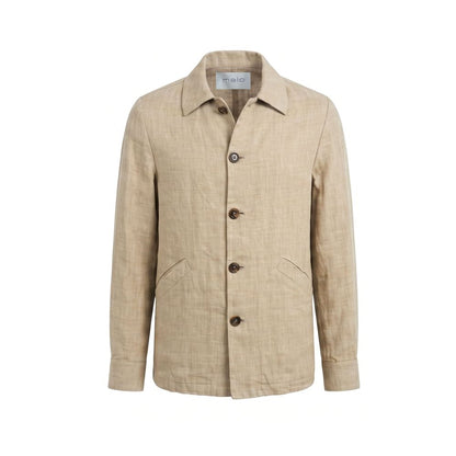 Beige Linen Men Jacket