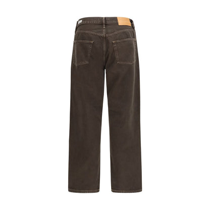 Brown Cotton Relaxed Fit Jeans