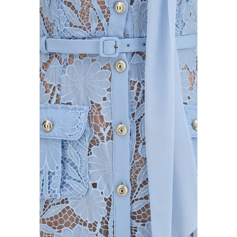 Blue Polyester Casual Dress
