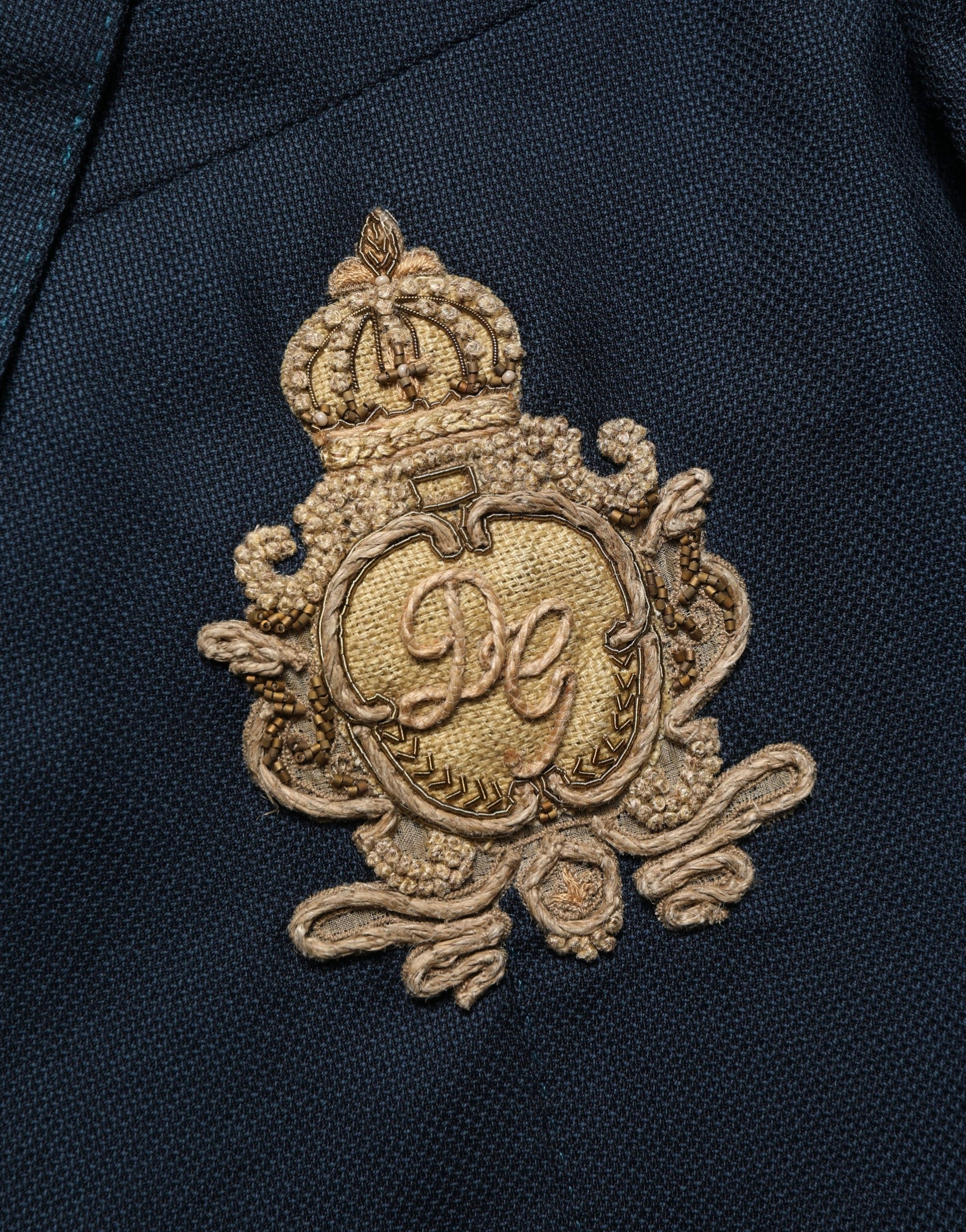 Blue Wool Logo Single Breasted Coat Jacket