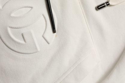 White Logo Hooded PulloverSweatshirt Sweater