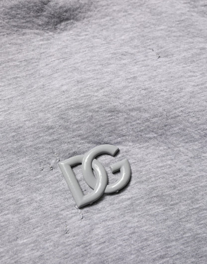 Gray Cotton Logo Hooded Sweatshirt Sweater