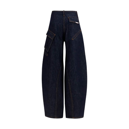 Blue Cotton Cargo Pants