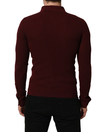 Burgundy Wool Button Down Cardigan Sweater