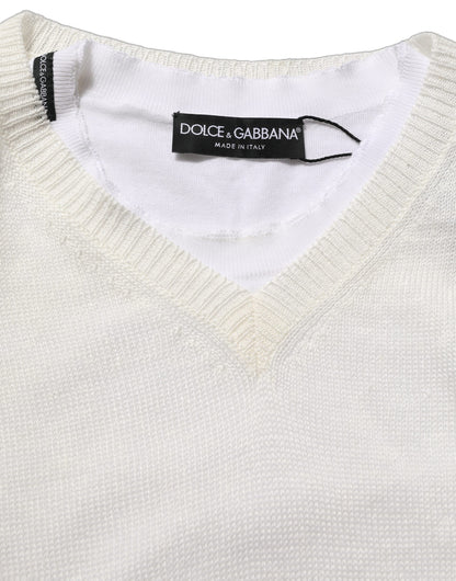 White Flax CrewNeck Layered Pullover Sweater