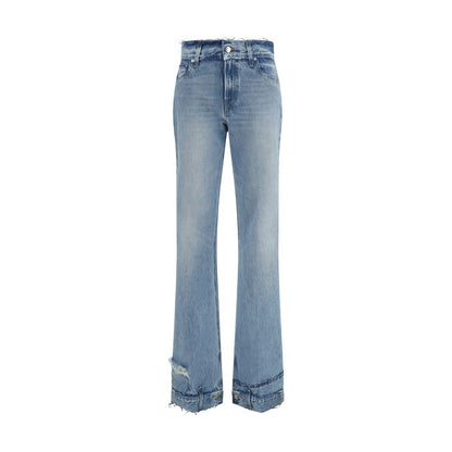 Blue Cotton Flared Jeans