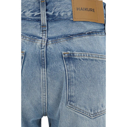 Blue Cotton Flared Jeans