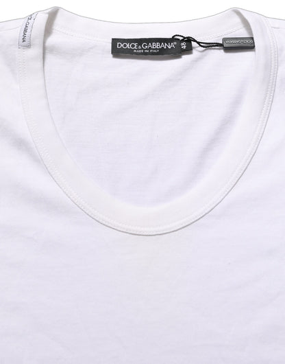 White Cotton Short Sleeve Round Neck T-shirt