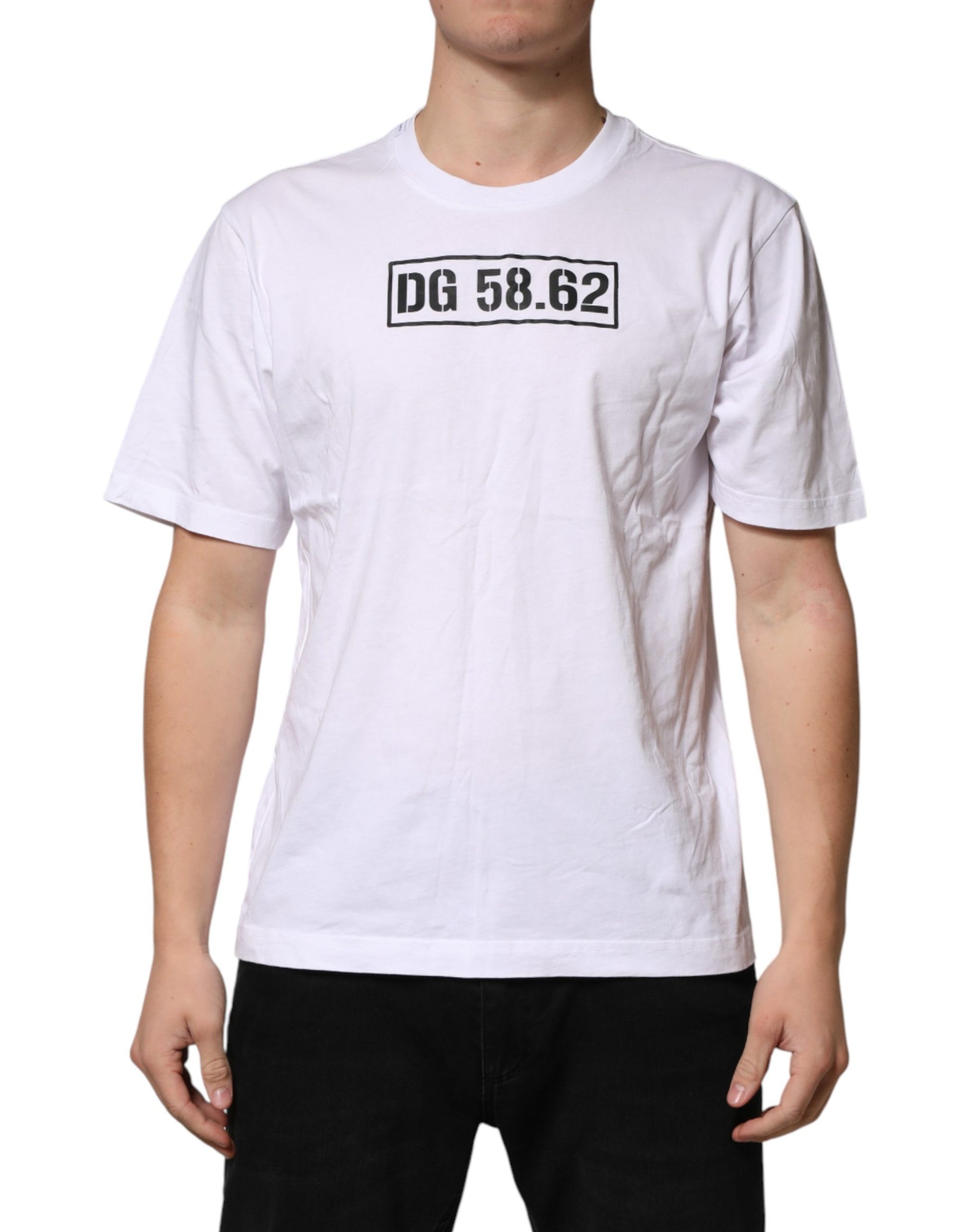White Cotton Logo Print Crew Neck T-shirt