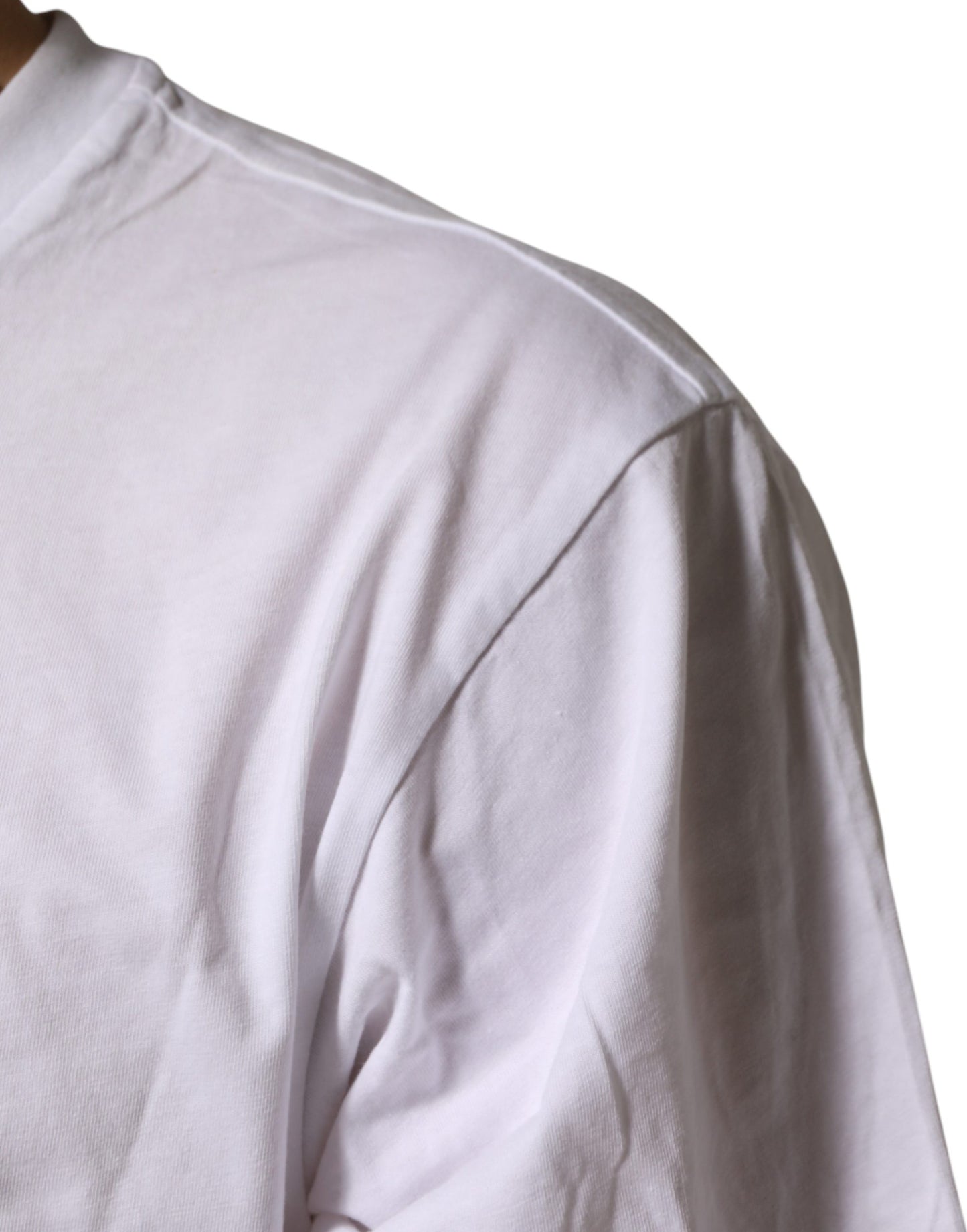 White Cotton Logo Print Crew Neck T-shirt