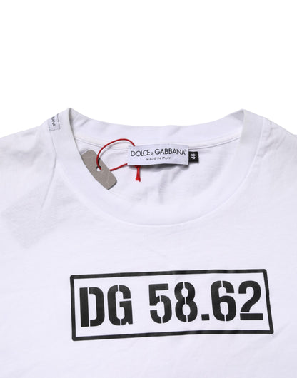 White Cotton Logo Print Crew Neck T-shirt