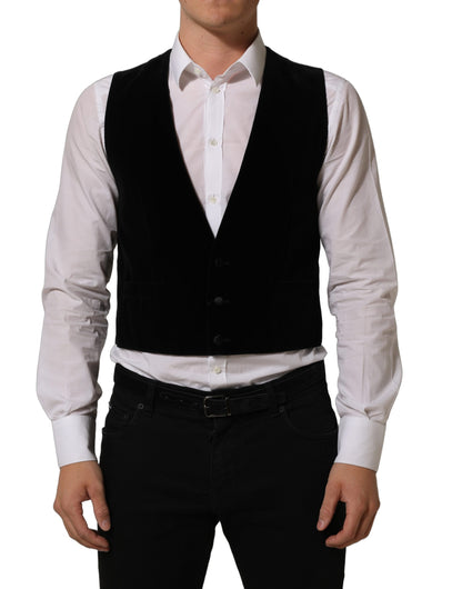 Black Wool Blend Waistcoat Formal Dress Vest