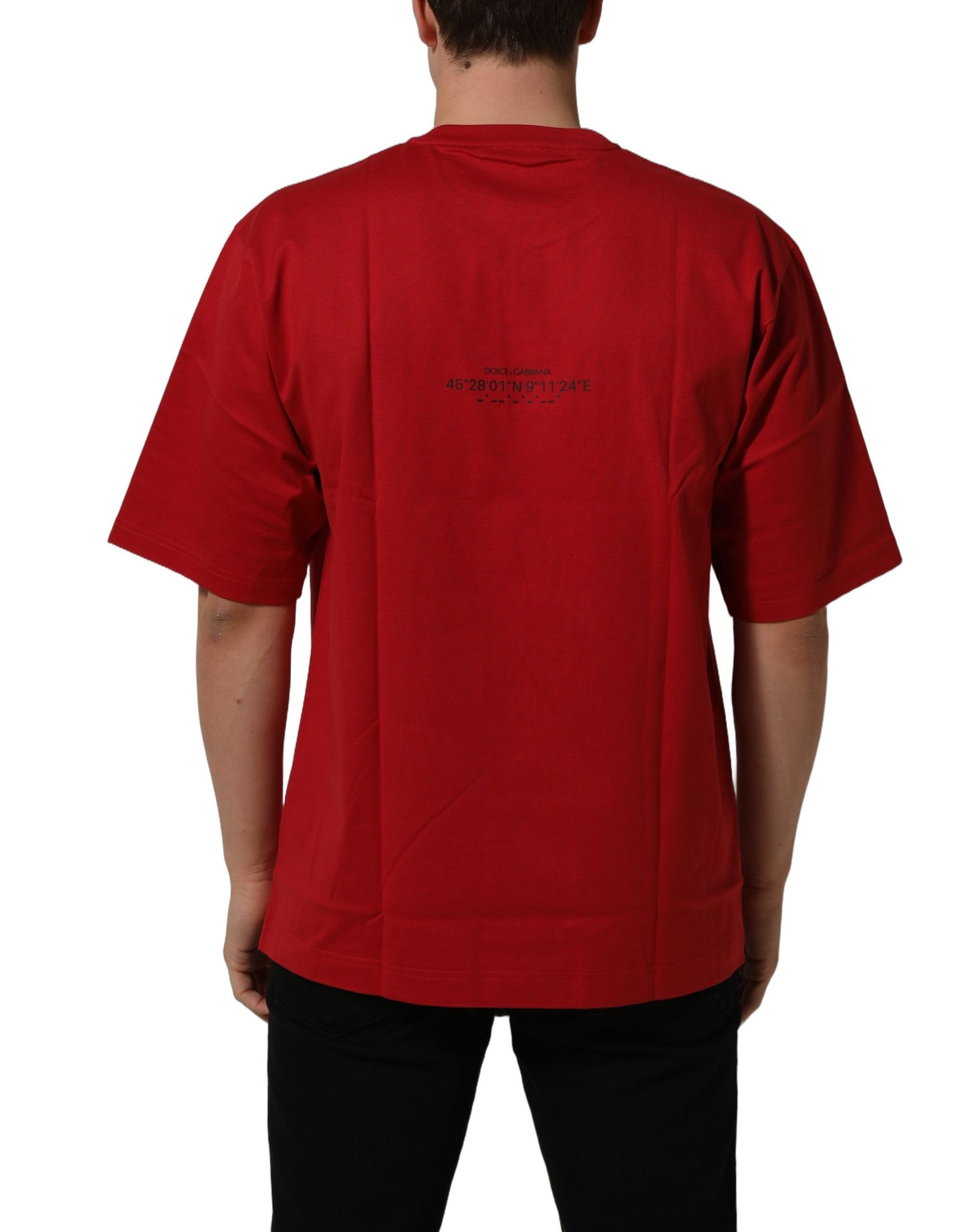 Red Cotton Graphic Print Crew Neck T-shirt