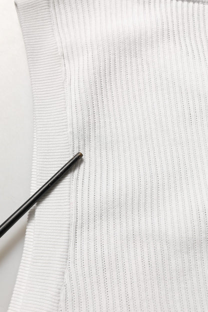 White Silk Crew Neck Sleeveless tank T-shirt