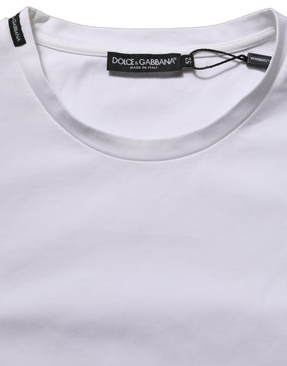 White Cotton Short Sleeves Crew Neck T-shirt