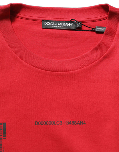 Red Cotton Graphic Print Crew Neck T-shirt