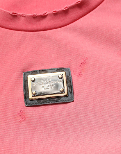 Pink Re-Edition Distressed Crew Neck T-shirt