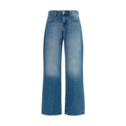 Blue Cotton Straight-Leg Jeans