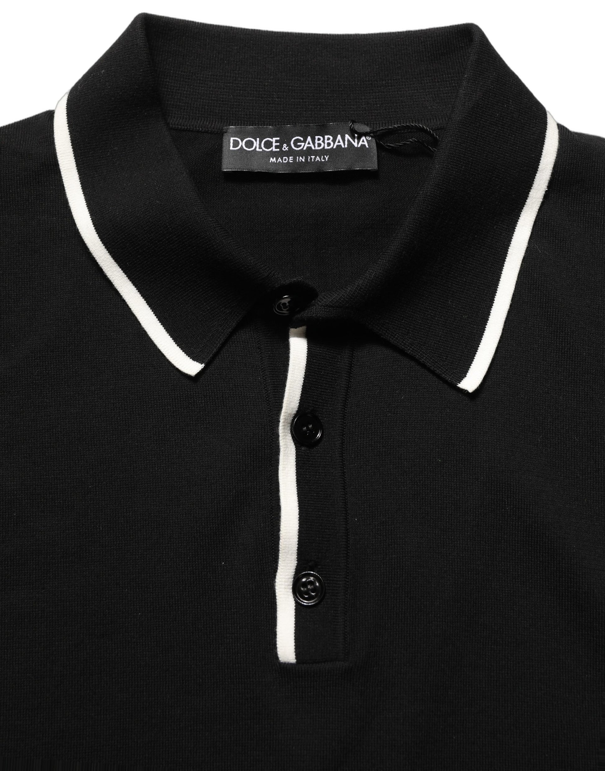 Black Cotton Collared Short Sleeves Polo T-shirt