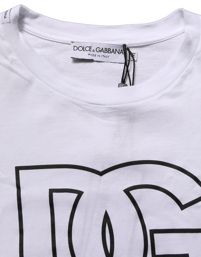 White DG Logo Print Short Sleeves Men T-shirt