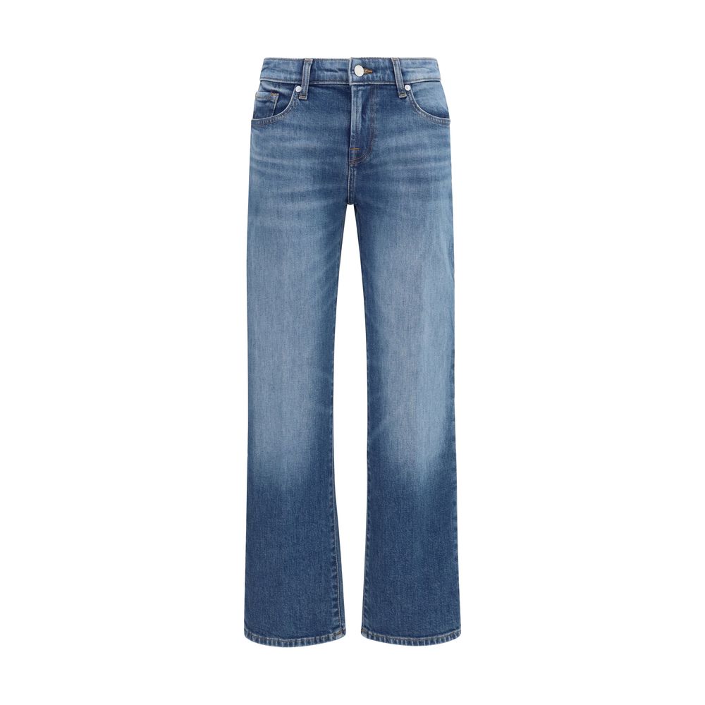 Blue Cotton Straight-Leg Jeans