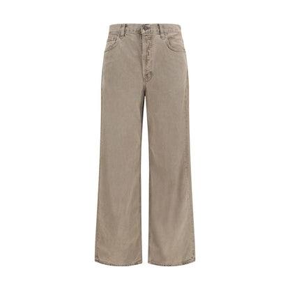 Brown Cotton Casual Pants