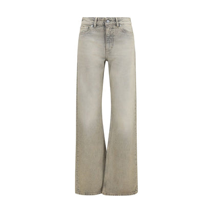 Gray Cotton Straight-Leg Jeans