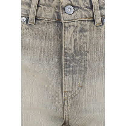 Gray Cotton Straight-Leg Jeans
