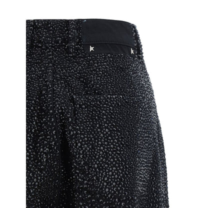 Black Cotton Casual Pants