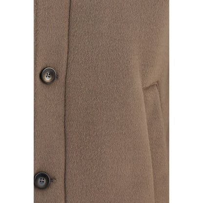 Brown Polyester Full-Length Jacket