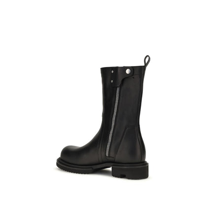 Black Calf Leather Bos Taurus Flat Boots