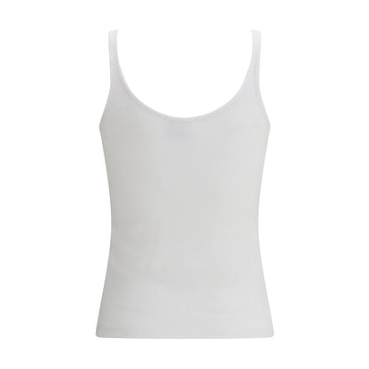 White Cotton Sleeveles T-Shirt