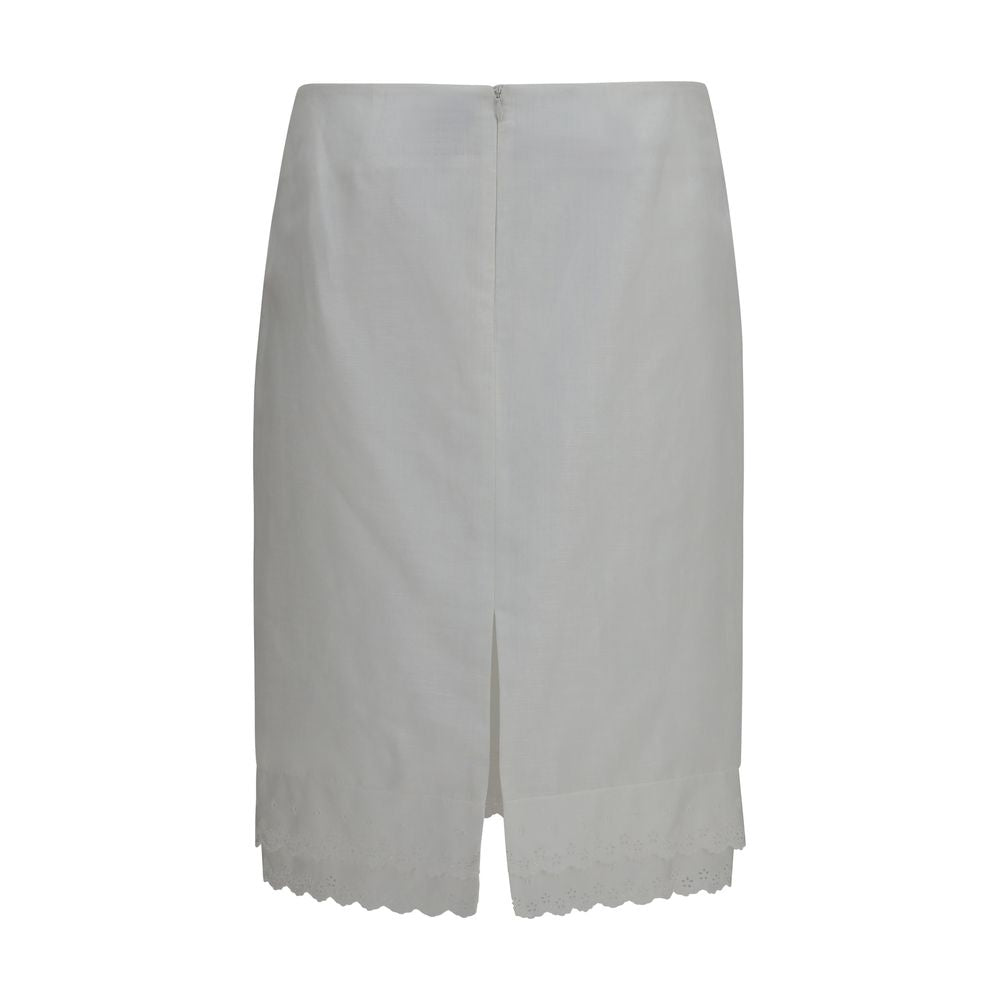 White Cotton Midi Skirt