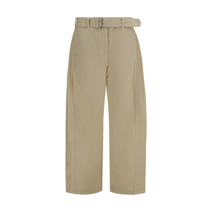 Beige Cotton Casual Pants