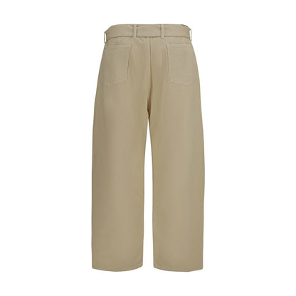 Beige Cotton Casual Pants