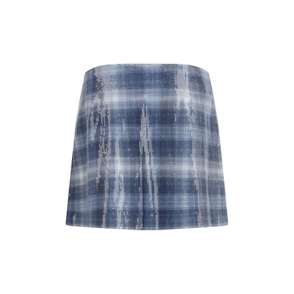 Blue Polyester Mini Skirt