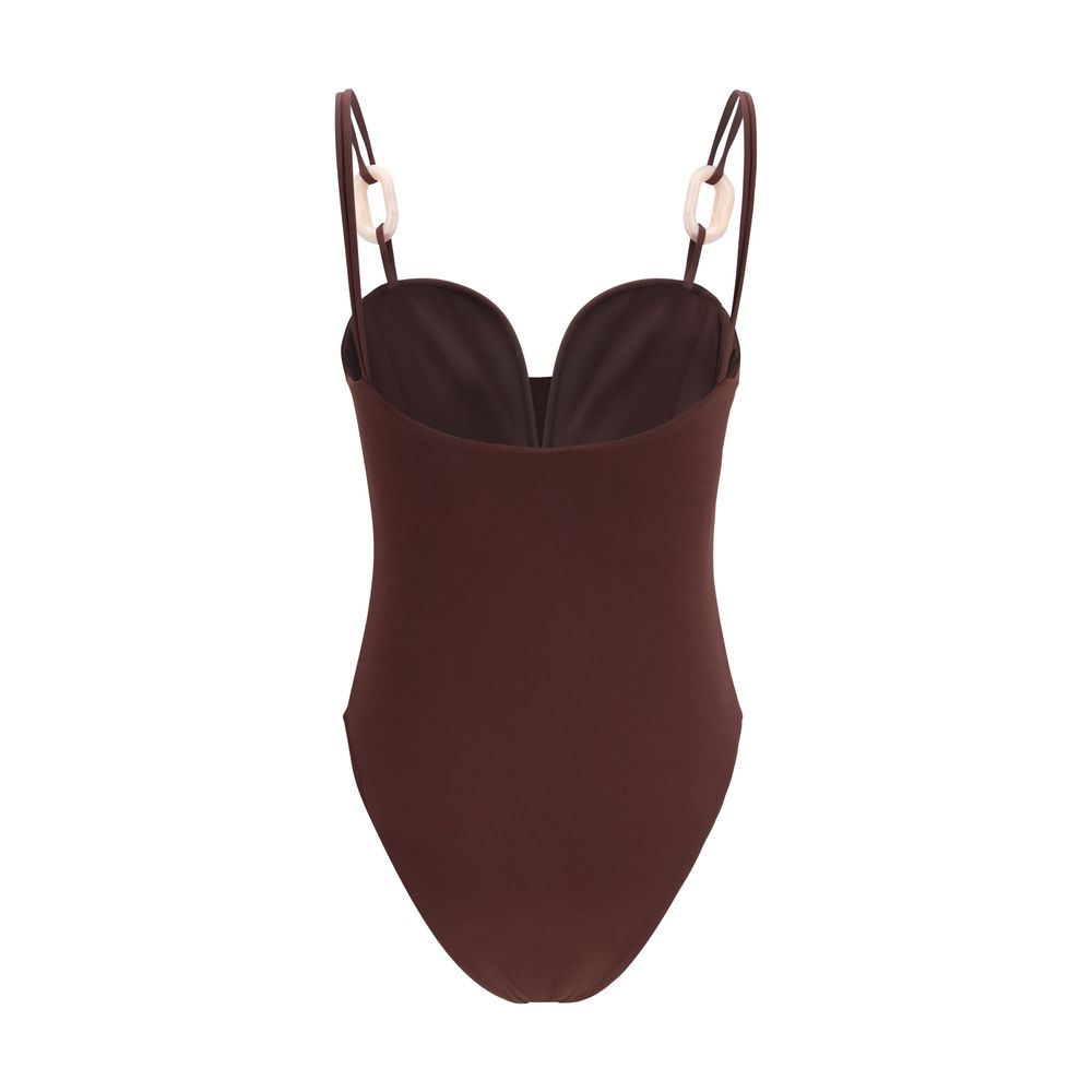 Bordeaux Nylon One-Piece Swimsuit