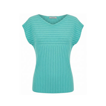 Light Blue Cotton Women Sweater