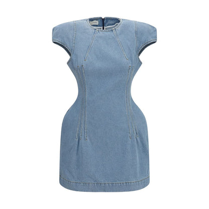 Blue Cotton Casual Dress