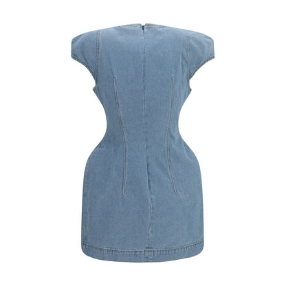 Blue Cotton Casual Dress