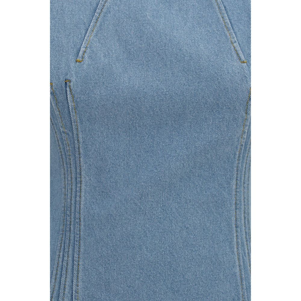 Blue Cotton Casual Dress