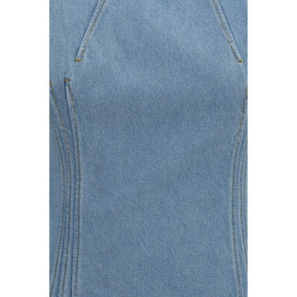 Blue Cotton Casual Dress