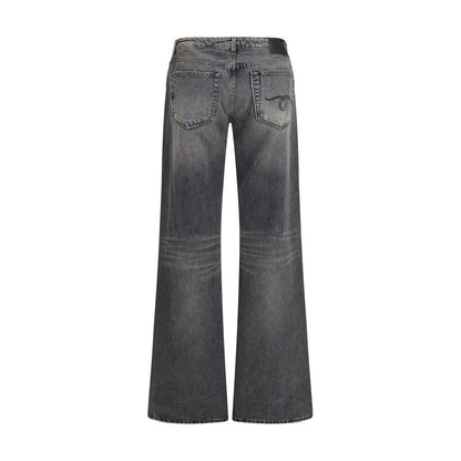 Gray Cotton Straight-Leg Jeans