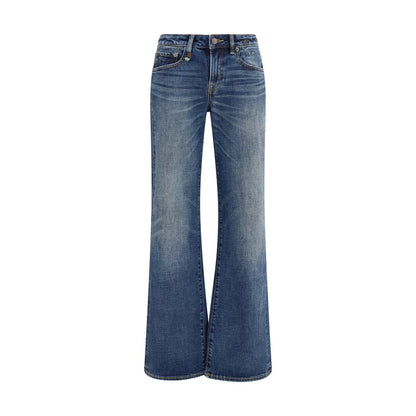 Blue Cotton Straight-Leg Jeans