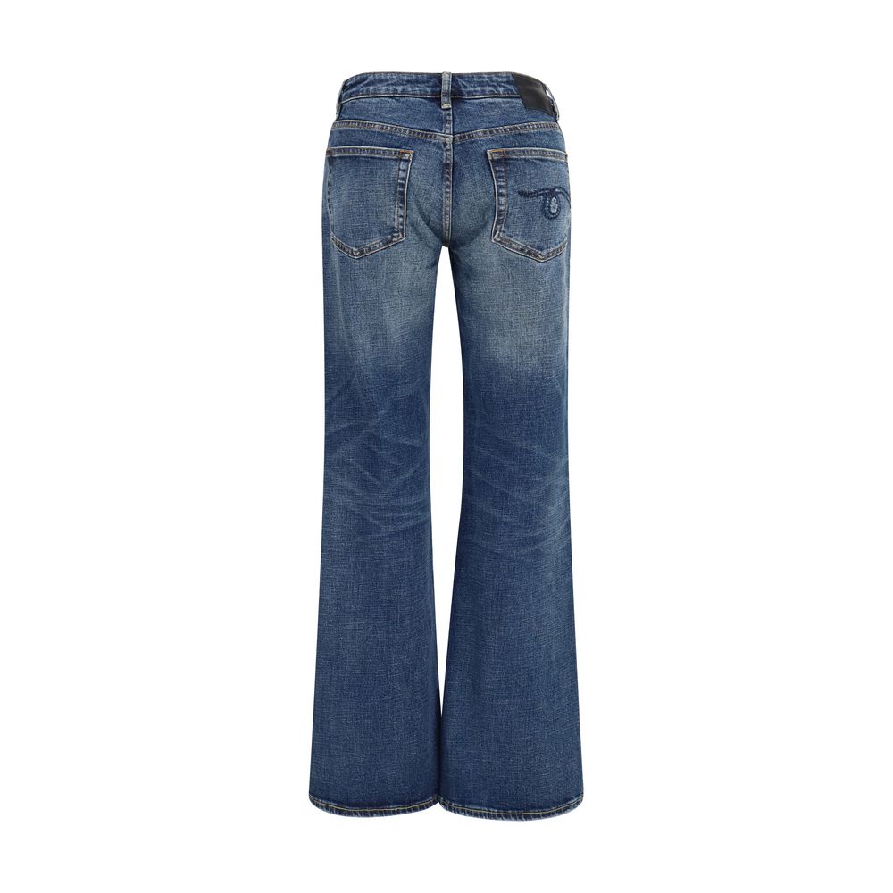 Blue Cotton Straight-Leg Jeans