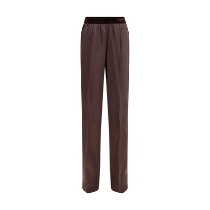 Brown Silk Casual Pants